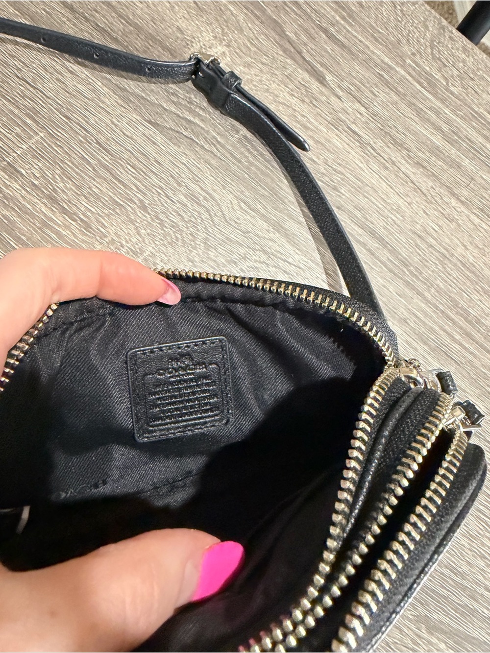 Coach Hawk Feather Black Multi double zip phone crossbody - Picture 5 of 9